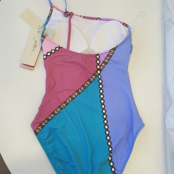 GOTTEX ! MODERN SHADES ONE SHOULDER ONE PIECE SWIMSUIT ( US/6 ) - Picture 4 of 9